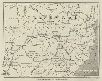 トランスヴァールおよび隣接州の地図（エングレーヴィング） 作： English School