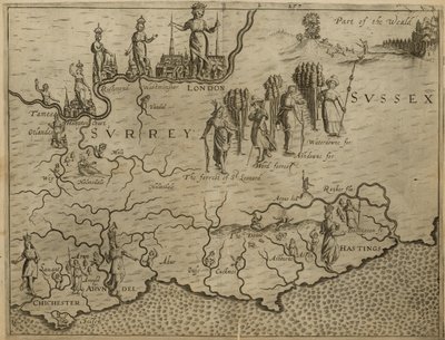 ロンドン、サリー、サセックスを含むイングランド南部の地図 作： English School