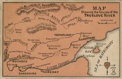 トゥルーラブ川の流れを示す地図（カラーリトグラフ） 作： 英語学校