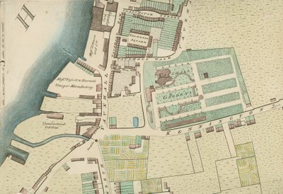 ロンドンのヴォクソール庭園の場所を示す地図 作： English School