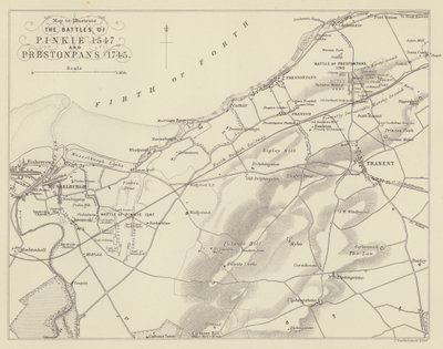 ピンキー1547とプレストンパン1745の戦いを説明する地図 作： English School