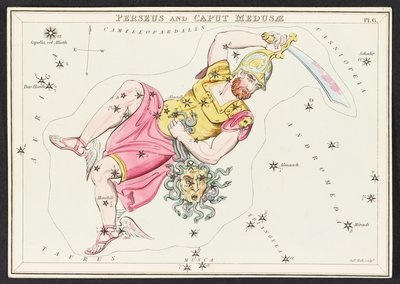 マップ C.44.A.42 Perseus と Caput Meudusa、「ウラニアの鏡」より。 または、天の眺め。 [32 枚のカードが入った箱]