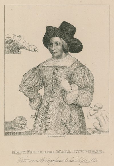 メアリーフリス、別名Moll Curpurse、彼女の人生の前に付けられた珍しい版画、1662年 作： English School