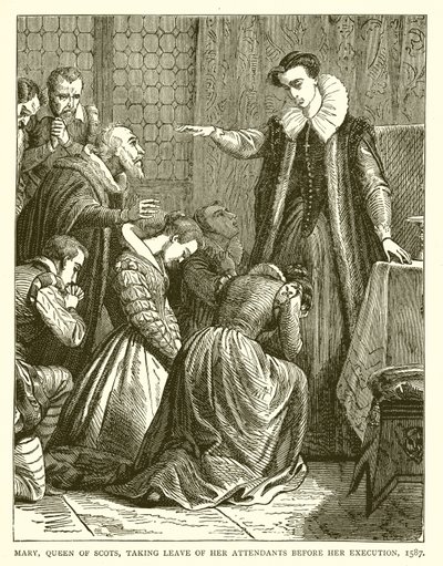 スコットランドの女王メアリー、処刑前にアテンダントを去る1587 作： English School