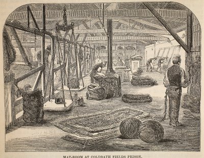 Coldbath Fields Prisonのマットルーム、ロンドンの刑務所刑務所のイラスト、Henry MayhewとJohn Binnyによる刑務所の生活の情景。 1862 作： English School