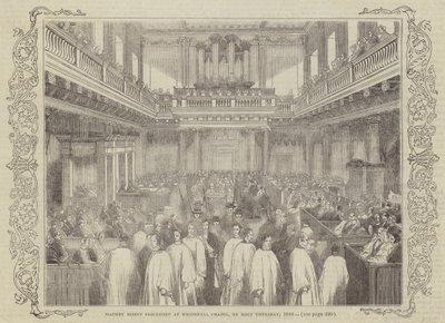 聖なる木曜日、1844年にホワイトホールチャペルでの貨幣の行列 作： English School