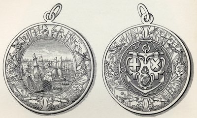 1653年にロバートブレイクス提督がオランダで勝利したことを記念するメダル。 作： English School