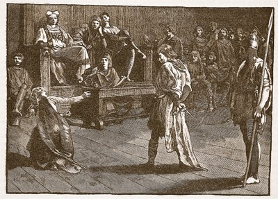 シャイア・ムートの会見、835年、カッセルズ・イラストレイテッド・オブ・イングランドのイラスト（セピア写真） 作： English School