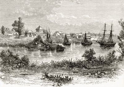 メルボルン、1840年、ハワードウィロビー著「オーストラリアの写真」より、宗教団体、ロンドン、1886年発行 作： English School