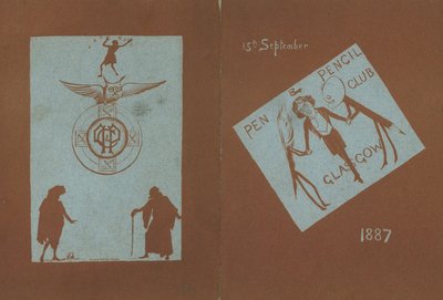 1887年9月15日、グラスゴーのヘンリーアーヴィング、ペンアンドペンシルクラブを記念した宴会のメニュー 作： English School