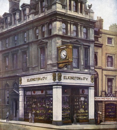 リージェントストリート22番地のMessrs Elkington & Co（カラーリトグラフ 作： English School