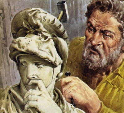 ミケランジェロは、メディチ家の墓を収容することになる礼拝堂に取り組みました 作： English School