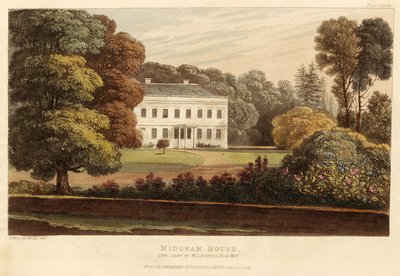 Midgham House, the Seat of W.S. Poyntz, Esq., M.P., pub.1826年（彩色された彫刻）。 作： English School