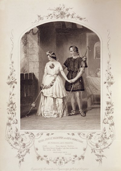 PaのダゲレオタイプからThomas Sherratt（fl.1860-80）が彫刻したWilliam Shakespeare（1564-1616）のThe Winters Taleで、PerditaとしてのJenny Marston氏とFlorizelとしてのF. Robinson氏、Act IV Scene 3 作： English School