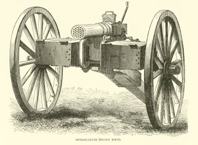 機関銃、正面図、1870年8月 作： English School