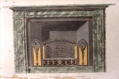 モナの大理石の煙突、1816年発行の「アッカーマンの芸術のリポジトリ」のプレート90（カラーリトグラフ）。 作： English School