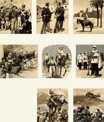 外国の軍団に関連する画像のモンタージュ 作： English School