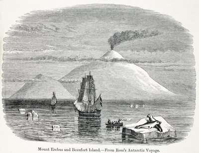 ロスの南極航海からのエレバス山とビューフォート島 作： English School