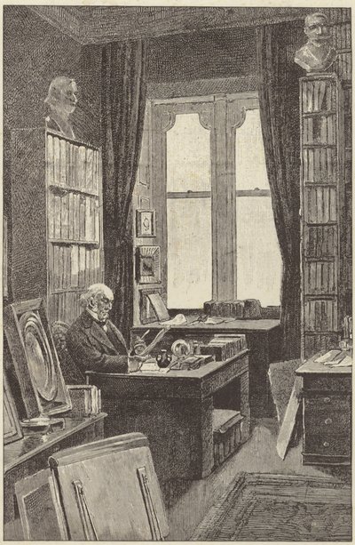 ハワードデン城の図書館にあるグラッドストーン氏 作： English School