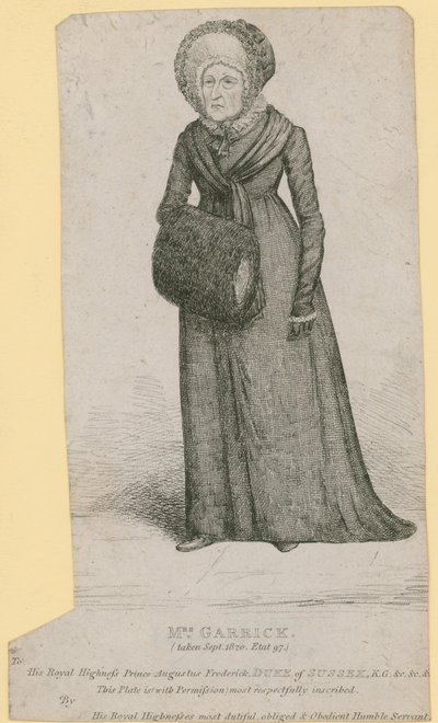 1820年9月に撮影されたGarrick夫人（Eva Marie Veigel） 作： English School