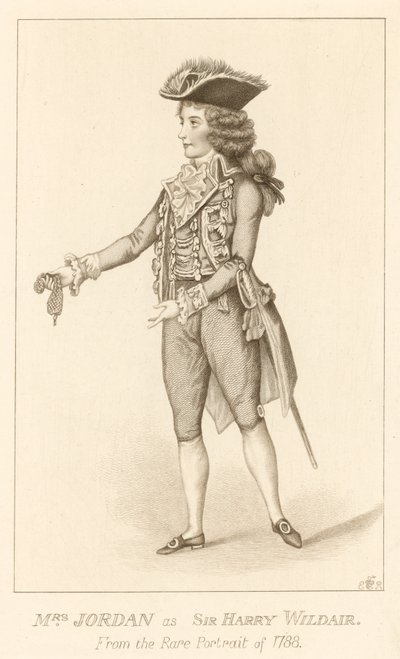 1788年の珍しい肖像画からハリーワイルドエア卿としてジョーダン夫人 作： English School