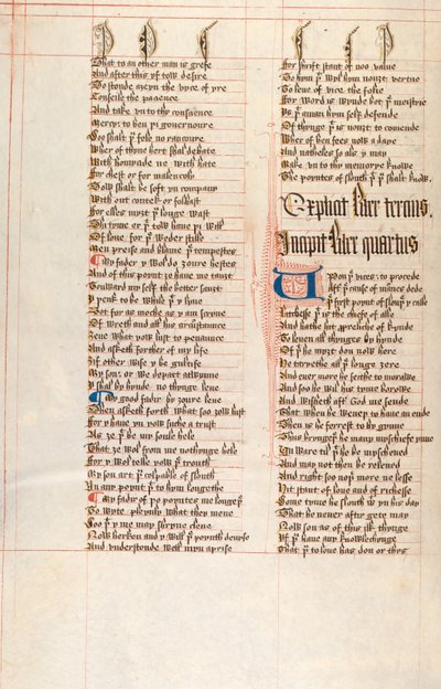 Ms326 f66v、John GowerによるConfessio Amantis（ベラムにペンとインク） 作： English School