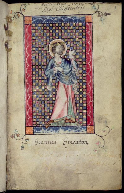 Ms 1-2005、f.1r：St. Edmund、miniature from the Macclesfield Psalter、Use of Sarum、c.1330 作： English School
