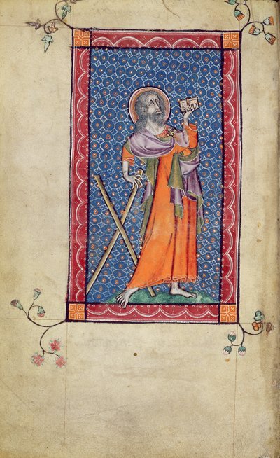 Ms 1-2005、f.1v：St. Andrew、a miniature of the Macclesfield Psalter、Use of Sarum、c.1330 作： English School
