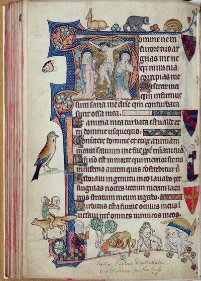 Ms 242 f.55vはりつけ、Packham-Clifford Hours、Use of Sarum、c.1314-31（羊皮紙に金箔とテンペラ） 作： English School