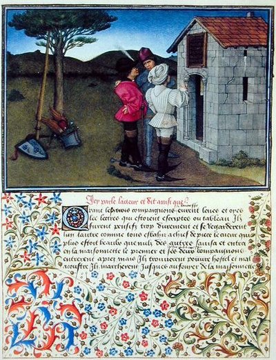 Ms.2597 悲しみのコテージの前の心、欲望、寛大さ、ルネ・ダンジューの「Livre du Coeur d