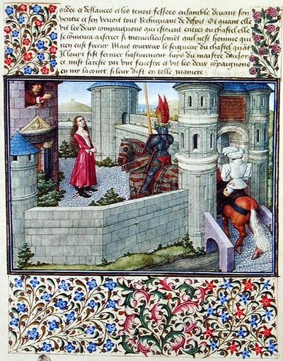 Ms.2597 心と欲望が馬に乗って怒りの城の中庭に入る、ルネ・ダンジューの「Livre du Coeur d
