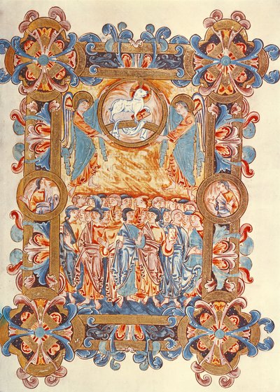 Ms 274（Y-6）fol.158羊を崇拝するマルチチュード、ジュミエージュのロバート大使、1016年頃 作： English School