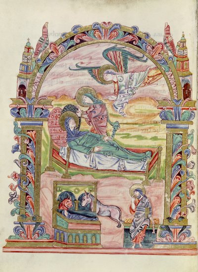 Ms 274（Y-6）fol.32vキリスト降誕、ジュミエージュのロバート大使館、c.1016 作： English School
