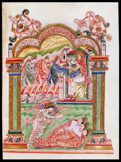 Ms 274（Y-6）fol.37夢とマギの崇拝、ジュミエージュのロバート大使館、1016年頃 作： English School