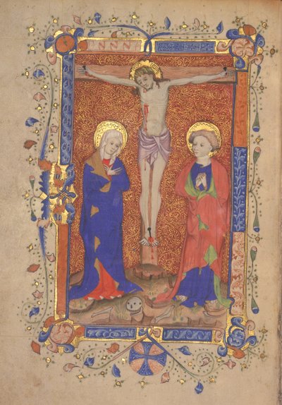 Ms 515 fol.108rセントボトルフアルダースゲート大使館出身の聖マリアと洗礼者ヨハネとのはりつけ、1420〜30年頃 作： English School