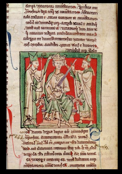 6712（A.6.89）fol.133rスティーブン王（c.1097-1154）、1250-52年、マシューパリの歴史の花からのミニチュア 作： English School