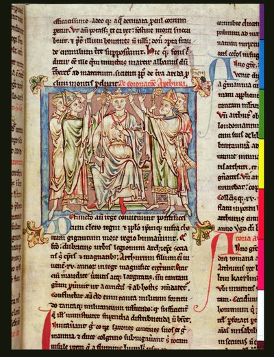 6712（A.6.89）fol.53アーサー王、マシューパリ作、歴史の花からのミニチュアc.1250-52 作： English School