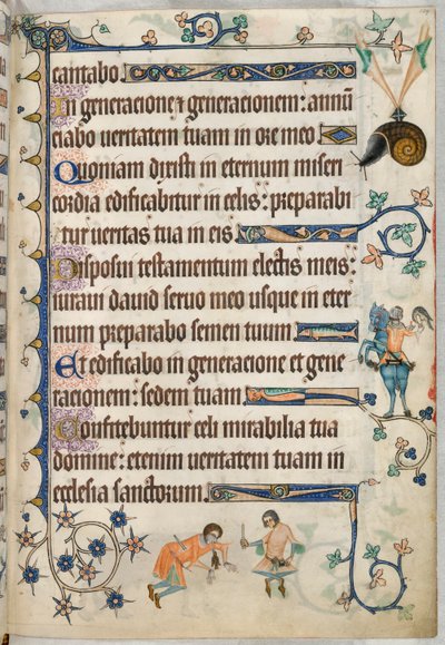 追加さん。 42130, f.159 「Luttrell Psalter」より、ホーキングする男。 1325年頃（ベラム） 作： English School