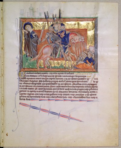 Ms LA 139-Lisboa fol.20グルベンキアの黙示録からの騎士の軍隊、c.1256-70 作： English School
