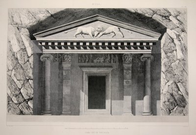 マイラ - トゥーム カット イン ザ ロック、パブ。 1863年のリトグラフ。 作： English School