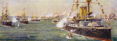 ビクトリア女王のダイヤモンド ジュビリーのスピットヘッドでの海軍のレビュー 作： English School