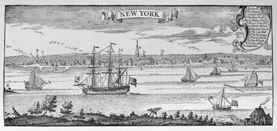 1732年のニューヨーク、「アメリカの物語と批評の歴史」第1巻のイラスト、1887年（彫刻） 作： English School