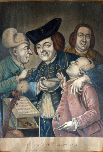夜の娯楽、1770年頃（手描きのメゾチント） 作： English School
