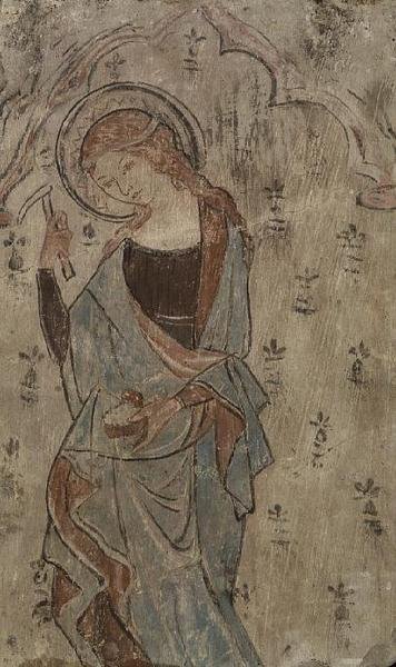 No.0736 ケンブリッジ、オールド・チェスタートン、セント・アンドリュース教会の聖ドロシー（おそらく）1300年頃（フレスコ画 作： English School