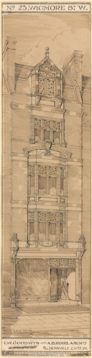 No 23 Wigmore Street、London（紙にインク） 作： English School