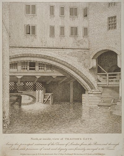 ナサニエルスミス（fl.1740-1802）1798によって発行されたロンドン塔の裏切り者ゲートのノースビュー 作： English School