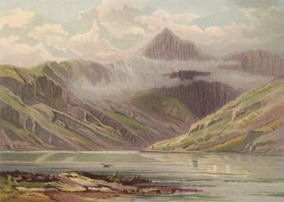 ウェールズの北、Llyn Llydaw の Snowdon (カラー リソ) 作： English School