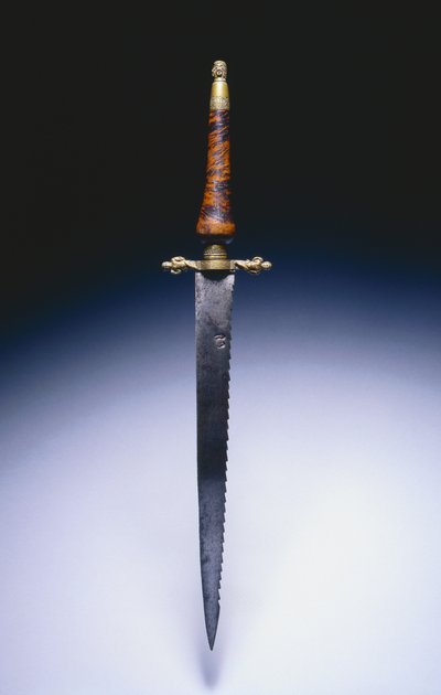 オフィサーズプラグバヨネット、1690年頃（鋼、真ちゅう、木材） 作： English School