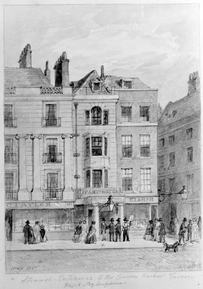 クラウンとアンカータバーンへの古い入り口、1851 作： English School