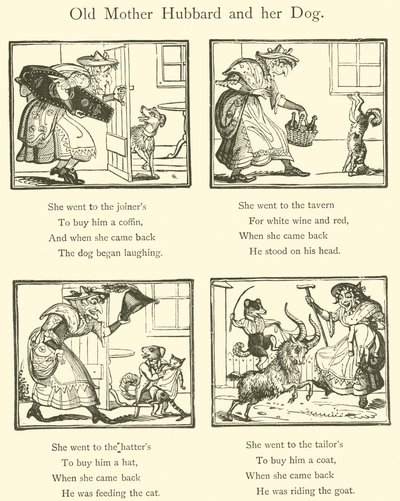 オールド・マザー・ハバードとその犬（木版画 作： English School
